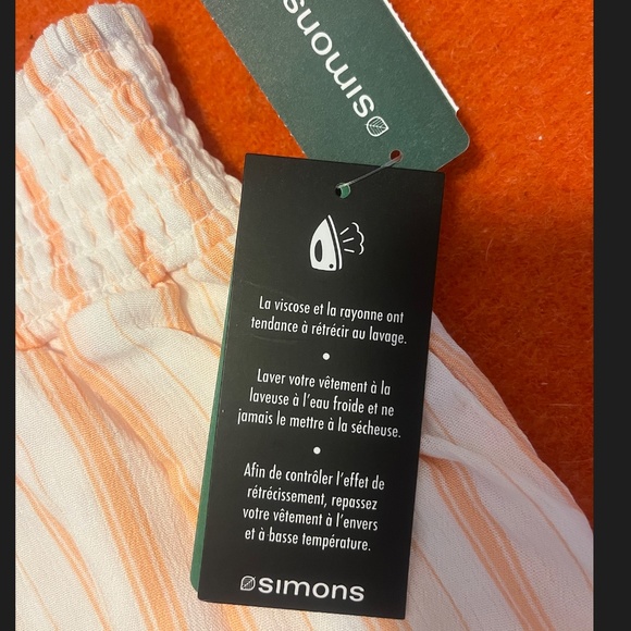 Eco-friendly ecru and pastel orange stripes summer high rise lounge shorts NWT - Picture 5 of 12